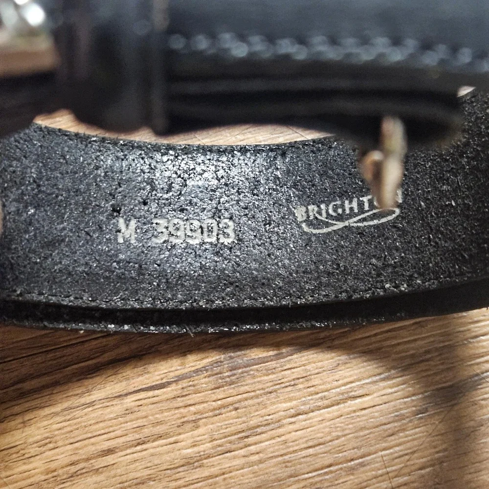 Vintage 1995 Brighton 39903 Black Leather Western Belt M Silver Filigree Tip